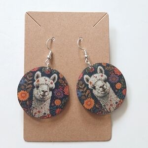 Fashion Jewelry Llama Earrings with Floral Design